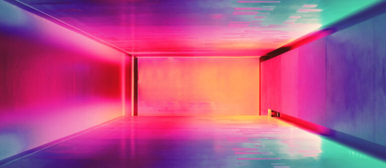 Image of a bright hallway filled with colour